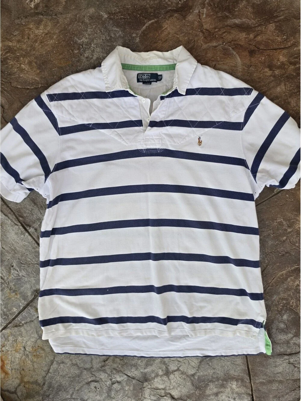 Vintage Polo Ralph Lauren Rugby Shirt 2XB Big Stripe Pony 80's or Early 90's